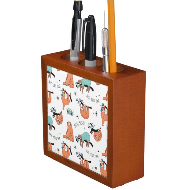 Cute Sloth Pattern Desk Organizer (In Situ)