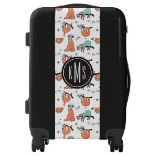 Cute Sloth Pattern Monogram Luggage