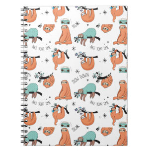 Cute Sloth Pattern Notebook