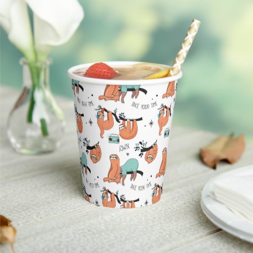 Cute Sloth Pattern Paper Cups
