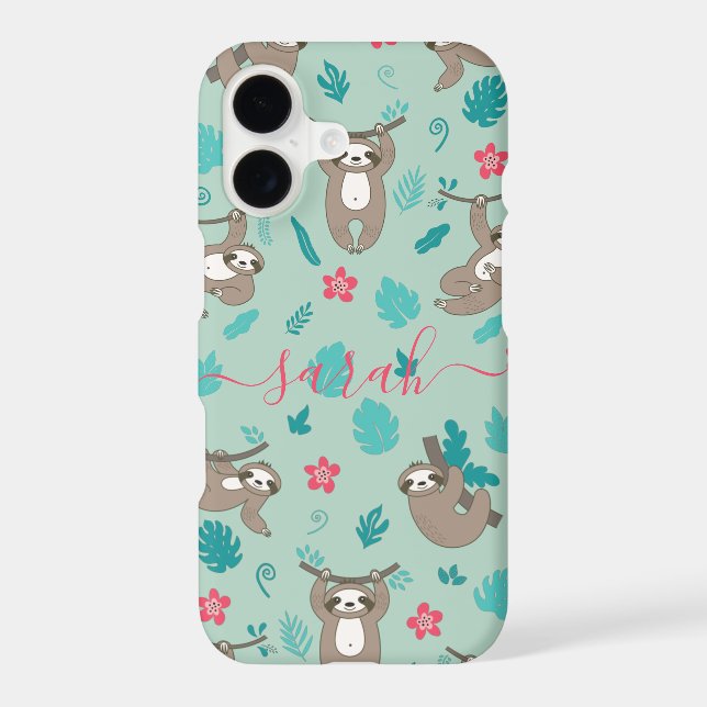 Cute Sloth Pattern Personalized Name   Iphone Case (Back)