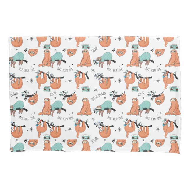Cute Sloth Pattern Pillowcase (Front-Left)