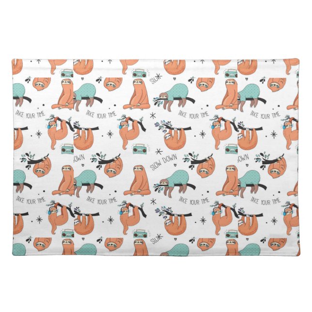 Cute Sloth Pattern Placemat (Front)