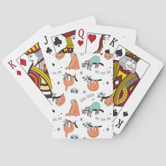 Cute Sloth Pattern Poker Cards (Back)