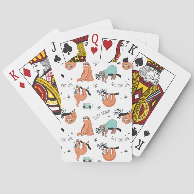 Cute Sloth Pattern Poker Cards (Back)