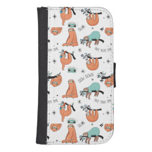 Cute Sloth Pattern Samsung S4 Wallet Case