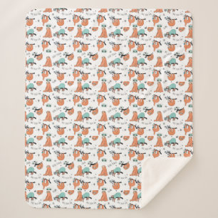 Cute Sloth Pattern Sherpa Blanket