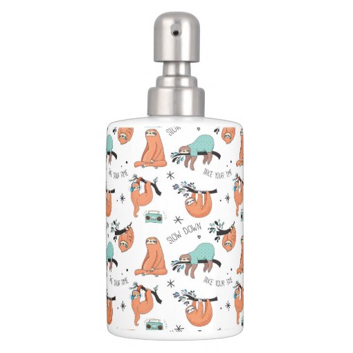 Cute Sloth Pattern Soap Dispenser & Toothbrush Holder Zazzle