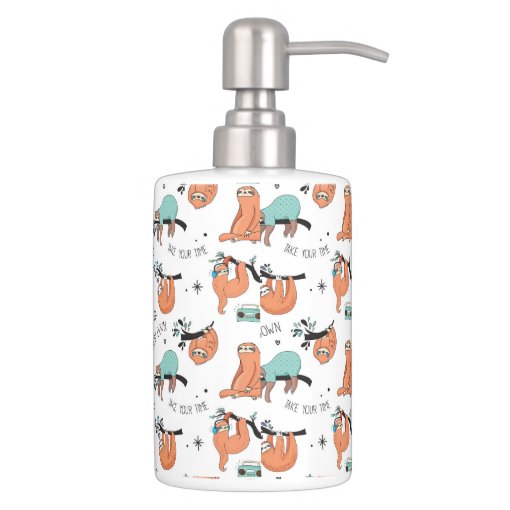 Cute Sloth Pattern Soap Dispenser & Toothbrush Holder Zazzle