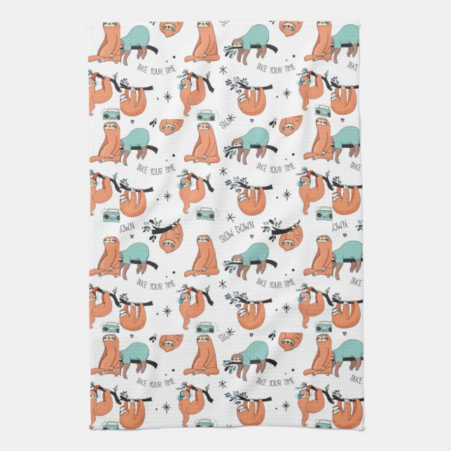 Cute Sloth Pattern Towel (Vertical)