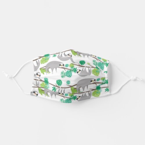 Cute Sloth Pattern Trees Branches Leaves Adult Cloth Face Mask