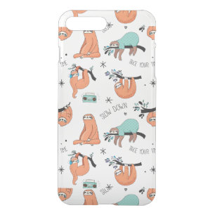 Cute Sloth Pattern iPhone 8 Plus/7 Plus Case