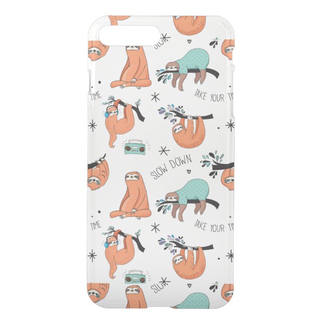 Cute Sloth Pattern Uncommon iPhone Case (Back)