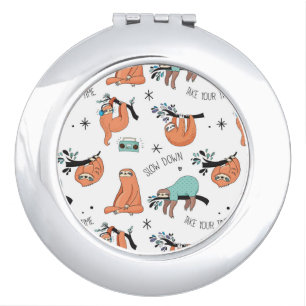 Cute Sloth Pattern Vanity Mirror