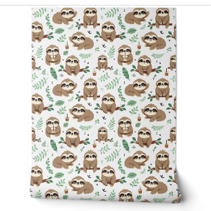 Cute Sloth Pattern Wallpaper