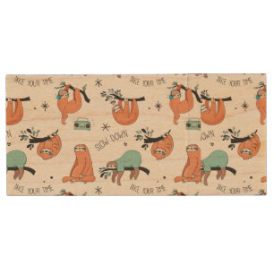 Cute Sloth Pattern Wood Flash Drive