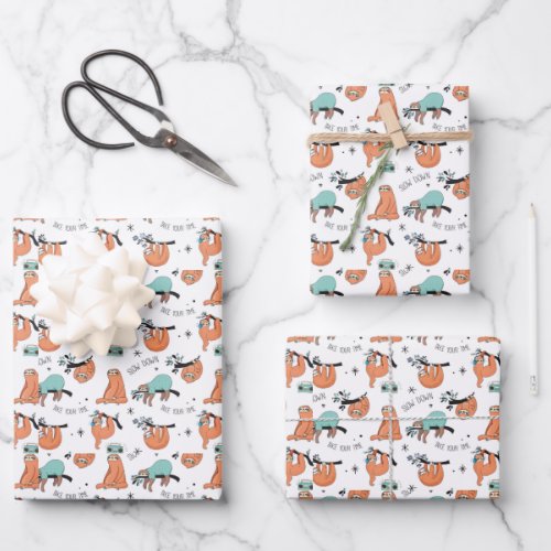 Cute Sloth Pattern Wrapping Paper Sheets