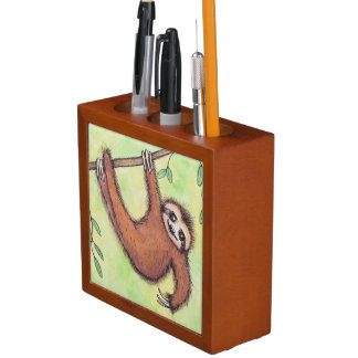 Sloth Desk Organizer Zazzle Cute Sloth Pencil Pen Holder