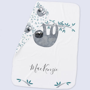 Cute Sloth Personalized Baby Blanket