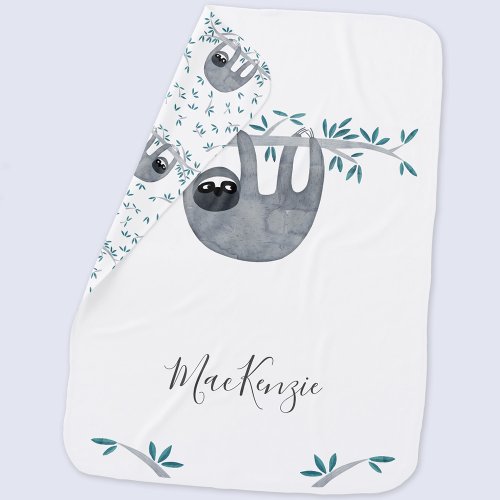 Cute Sloth Personalized  Baby Blanket