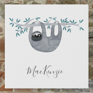 Cute Sloth Personalized Faux Canvas Print