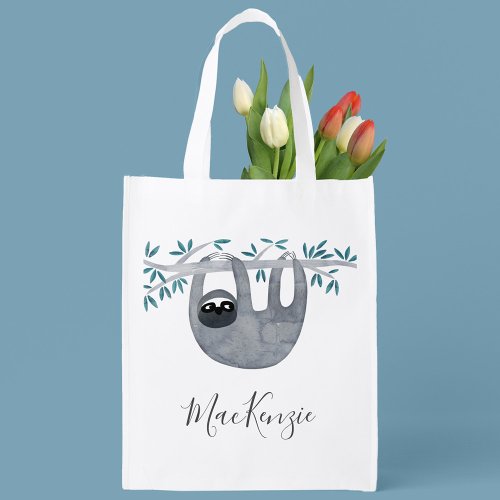 Cute Sloth Personalized Grocery Bag
