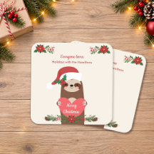 Cute Sloth Personalized Merry Christmas