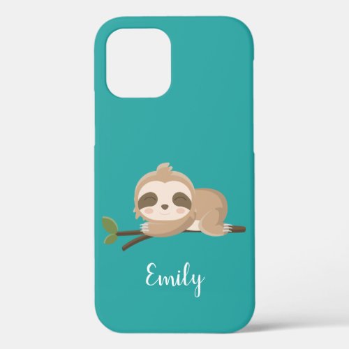 Cute sloth personalized name iPhone 12 case