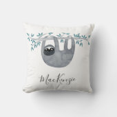 Cute Sloth Personalized Throw Pillow (Front)