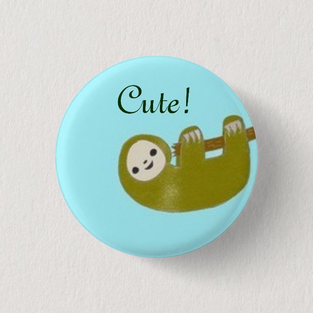 Cute Sloth Pinback Button (Front)
