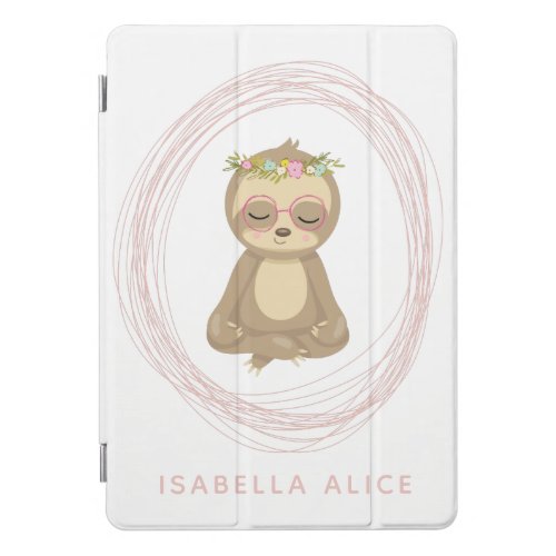 Cute Sloth Pink Zen Yoga Lotus Art Personalized iPad Pro Cover