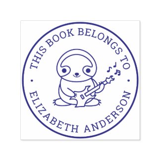 Cute Sloth Play Guitar Custom Name School Book