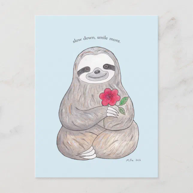 Cute Sloth Postcard Slow Life Advocate Sloth Card | Zazzle