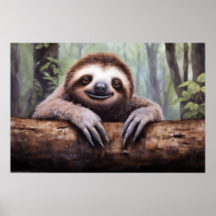 Cute Sloth profile Poster