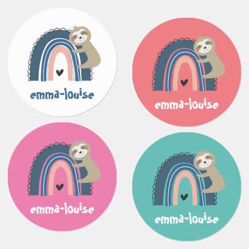 Cute Sloth Rainbow Girls Iron On Clothes Labels