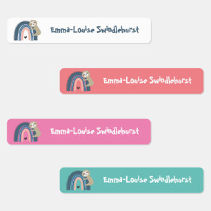 Cute Sloth Rainbow Girl's Iron On Clothes Labels