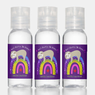 Cute Sloth Rainbow Purple Don’t Hurry Be Happy Hand Sanitizer