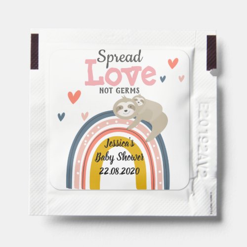 Cute Sloth Rainbow Spread Love Not Germs Favors Hand Sanitizer Packet