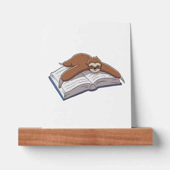 Cute Sloth Reading Book  Picture Ledge (Front)