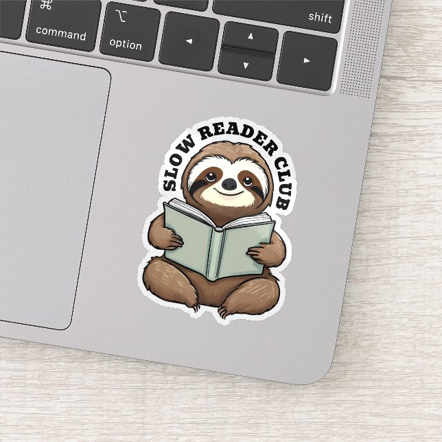 Cute Sloth Reading Book  Sticker (Detail)