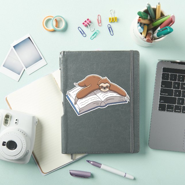 Cute Sloth Reading Book  Sticker (iPad Cover)