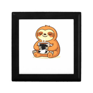 Cute Sloth Relaxing with Hot Coffee Premium T-Shir Gift Box
