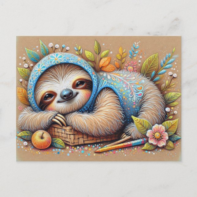 Cute sloth resting postcard (Front)