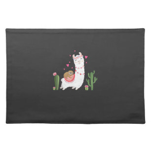Cute Sloth Riding Llama Shirt Heart Valentines Day Cloth Placemat