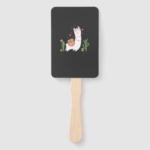 Cute Sloth Riding Llama Shirt Heart Valentines Day Hand Fan