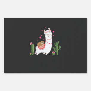 Cute Sloth Riding Llama Shirt Heart Valentines Day Sign