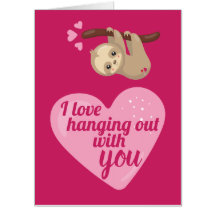 Cute Sloth Romantic Pink Valentines Day Heart Big