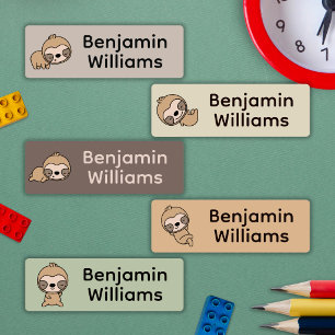 Cute Sloth School Daycare Camp Name Labels