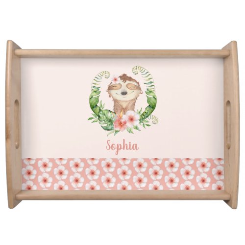 Cute sloth script name serving tray
