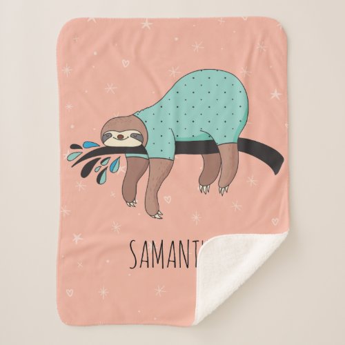 Cute Sloth Sherpa Blanket